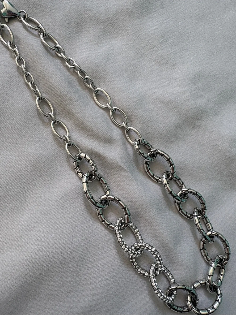 Brighton Silver Necklace with Turquoise Inlay and Crystal Links